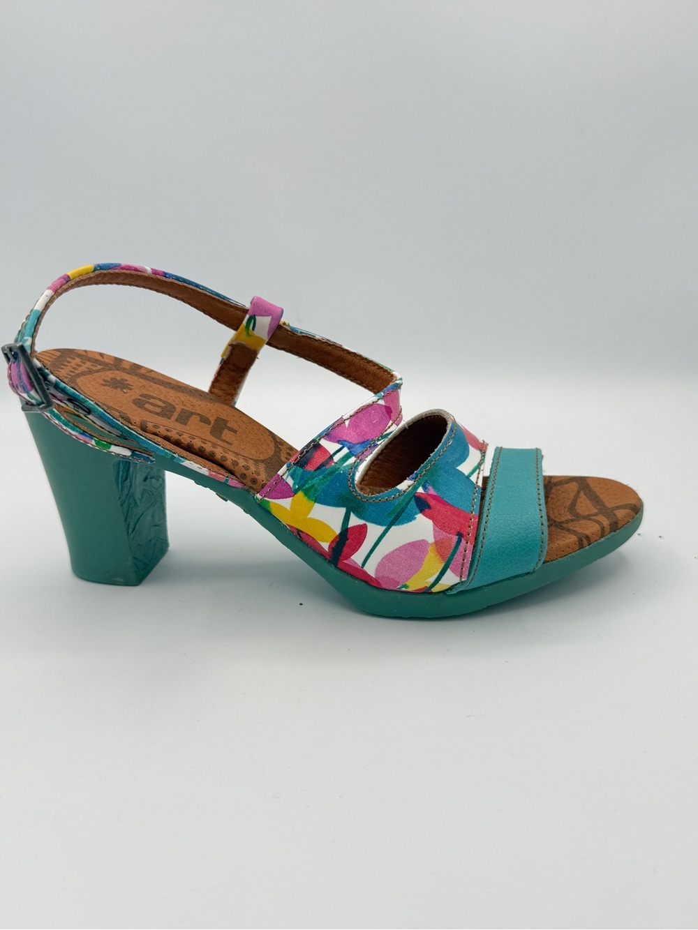 The Art Company Block Heel Sandal Colorful Funky Artsy Leather 37